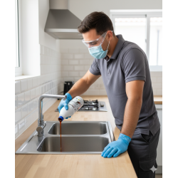 Desentupido do ralo da banca da cozinha