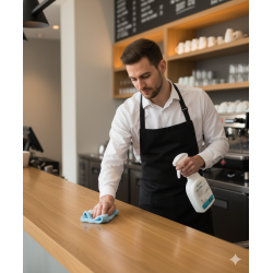 Detergente para limpar o balcão do café ou restaurante
